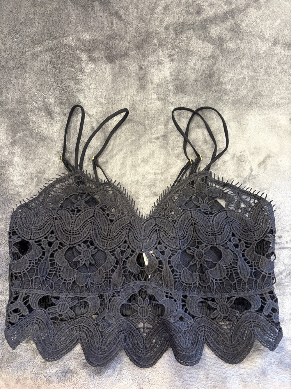 Anthropologie Black Crochet Smocked Bralette